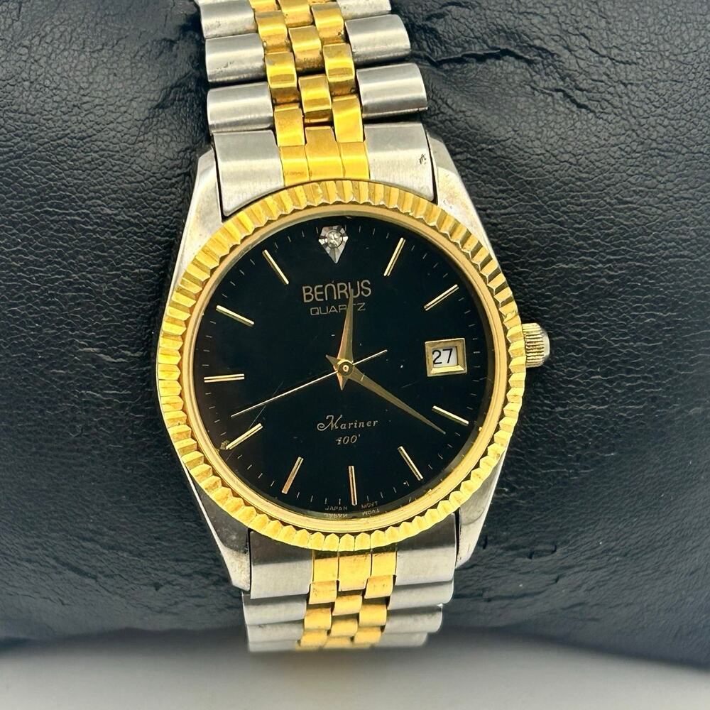 Vintage Benrus Diamond Quartz Mariner Watch Working New Battery